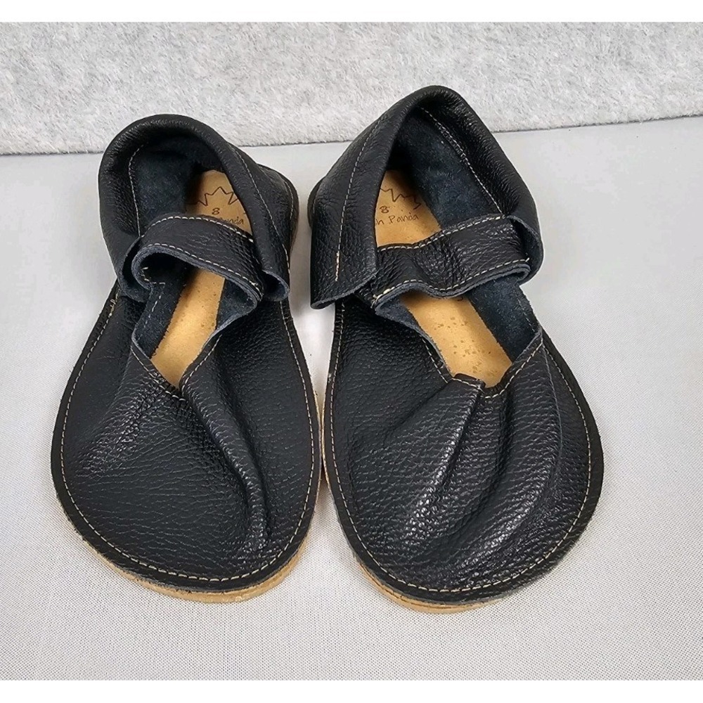 Posh Panda Moc Moccasin Mary Jane's Black Leather Women's Size 8